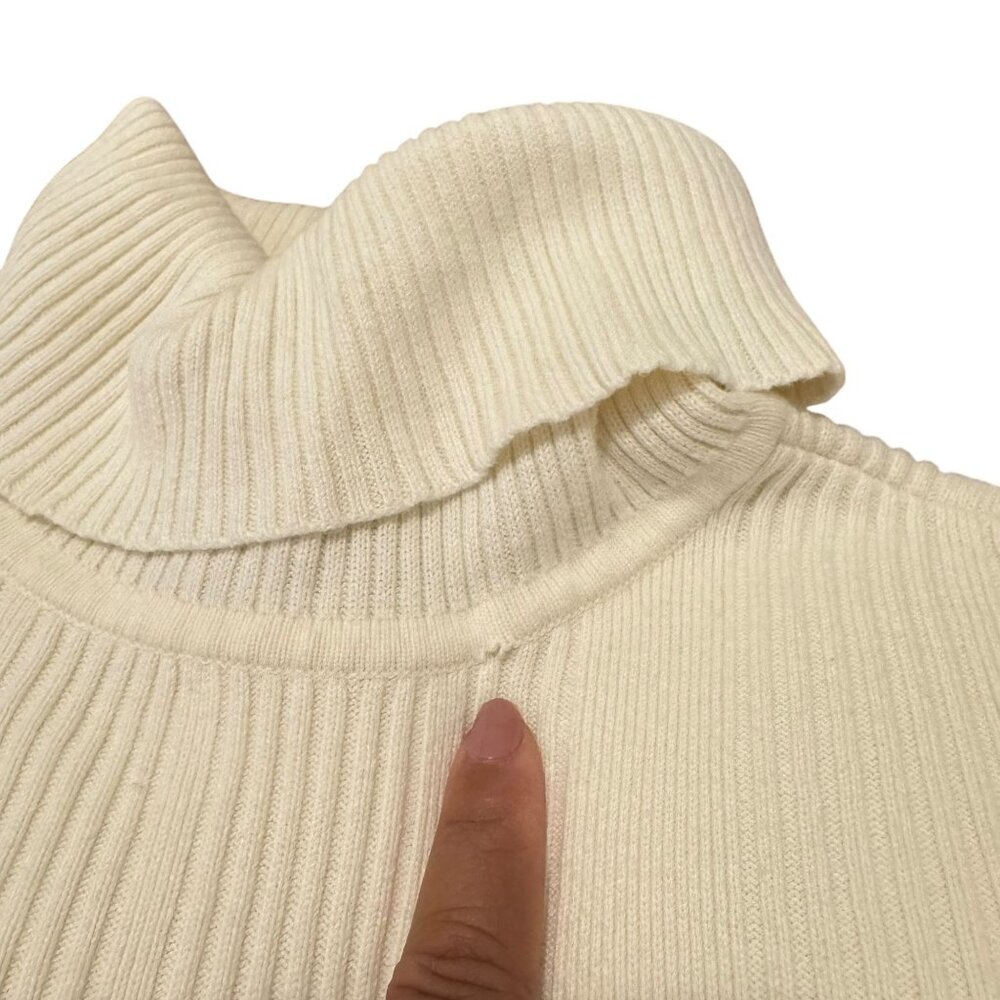 Tommy Hilfiger Sweater Women's Large White Turtleneck Knit Long Sleeve Sweater - Picture 6 of 11